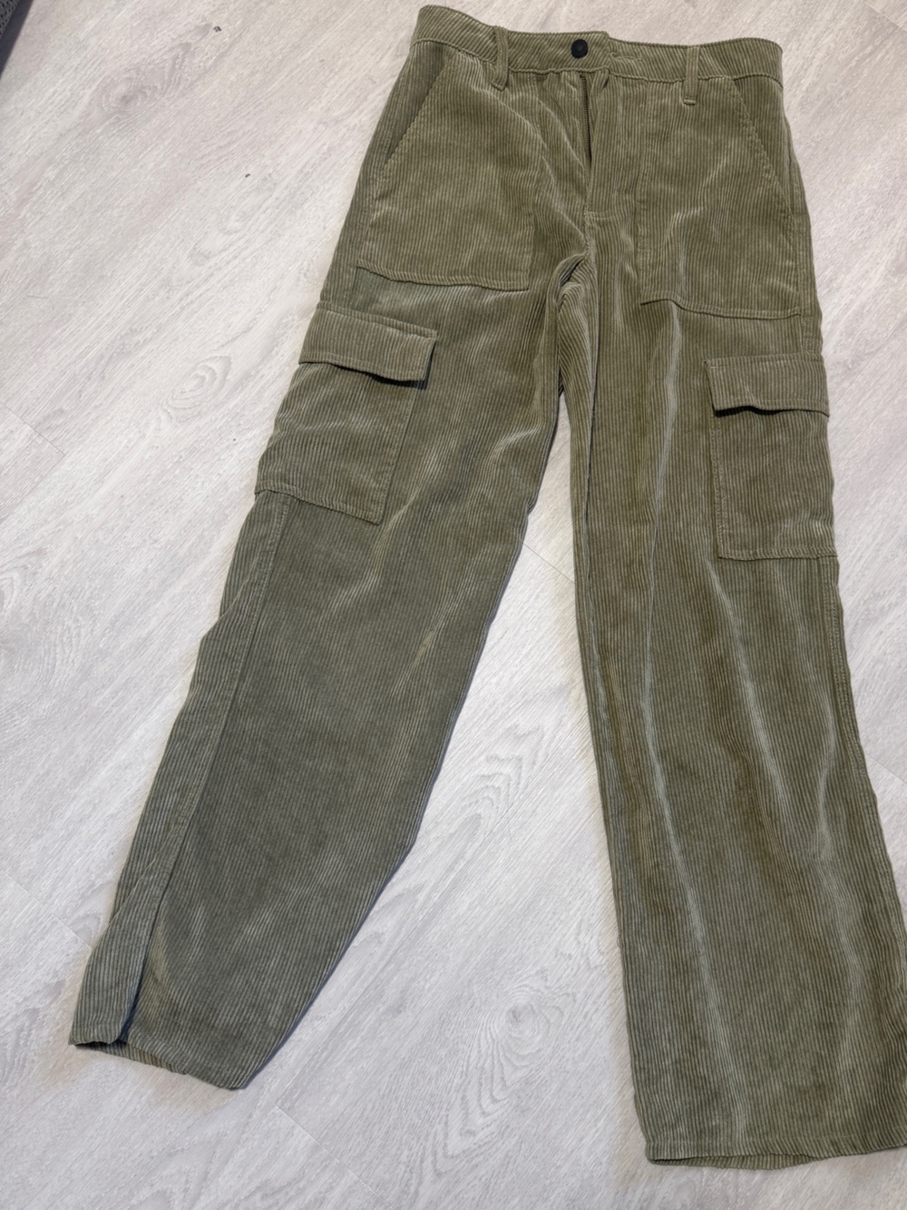 Olive Green Corduroy Cargo Pants